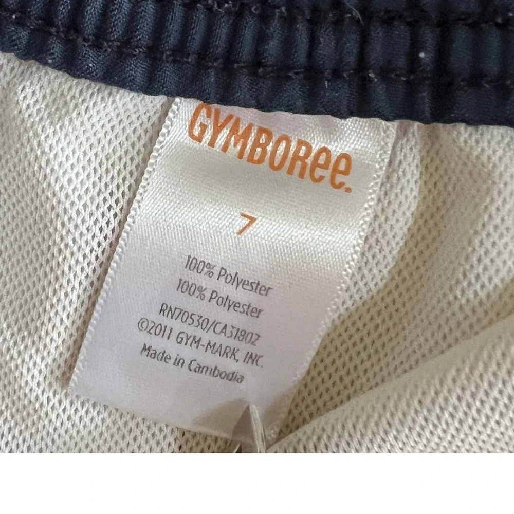 Gymboree Swim Trunks Size 7 Yellow Navy Blue Excellent Hibiscus Striped Cargo